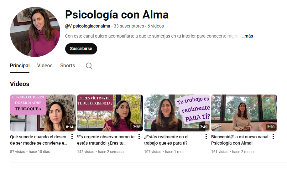 Canal de YouTube — V·Psicología con Alma